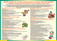 Таблица "Правила безопасности на уроках труда для девочек" (100х140 сантиметров, винил) - fgospostavki.ru - Кубинка