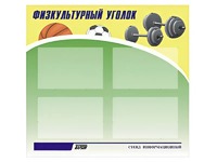 Стенд информационный "Физкультурный уголок" (80х75 сантиметров, 4 кармана, алюминиевый профиль) - fgospostavki.ru - Кубинка