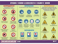 Таблица демонстрационная "Правила техники безопасности в кабинете химии" (винил 70х100) - fgospostavki.ru - Кубинка