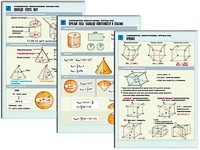 Комплект таблиц по геометрии "Стереометрия. Многогранники. Круглые тела" раздаточные (цветные, ламинированные, А4, 6 штук) - fgospostavki.ru - Кубинка