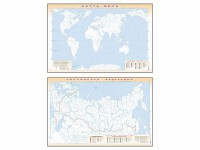 Фрагмент (демонстрационный) маркерный (двухсторонний) "Карта мира и Российской Федерации" (немая) с комплектом тематических магнитов - fgospostavki.ru - Кубинка