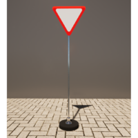 Знак дорожный "Уступите дорогу" 2.4 типоразмер 40 на стойке с основанием 3кг - fgospostavki.ru - Кубинка