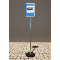 Знак дорожный "Место остановки автобуса" 5.16 типоразмер 40 на стойке с основанием 3кг - fgospostavki.ru - Кубинка