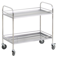 Столик процедурный с двумя полками и бортиками передвижной из нержавеющей стали - fgospostavki.ru - Кубинка