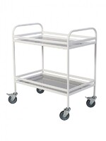 Столик процедурный передвижной металлический с двумя полками из нержавеющей стали с бортиками - fgospostavki.ru - Кубинка