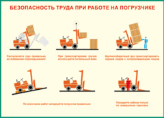 Таблица "Безопасность труда при работе на погрузчике" (100х140 сантиметров, винил) - fgospostavki.ru - Кубинка