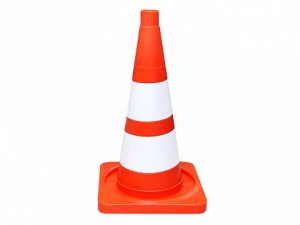 Сигнальный дорожный конус (мягкий, с двумя белыми полосами) - fgospostavki.ru - Кубинка