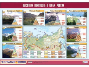 Таблица демонстрационная "Высотная поясность в горах России" (винил 70*100) - fgospostavki.ru - Кубинка