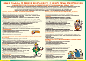 Таблица "Правила безопасности на уроках труда для мальчиков" (100х140 сантиметров, винил) - fgospostavki.ru - Кубинка