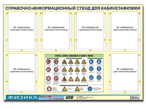 Стенд информационный "Правила техники безопасности в кабинете физики" (80х110, 6 карманов) - fgospostavki.ru - Кубинка