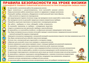 Таблица "Правила безопасности на уроке физики" (100х140 сантиметров, винил) - fgospostavki.ru - Кубинка