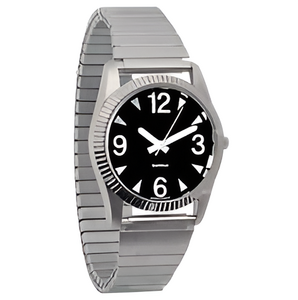 Часы мужские с черным циферблатом на растягивающемся ремешке - fgospostavki.ru - Кубинка