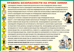 Таблица "Правила безопасности на уроке химии" (100х140 сантиметров, винил) - fgospostavki.ru - Кубинка
