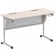 Стол ученический двухместный с перфорированной панелью, наклоном столешницы (0-24°) и корзиной - fgospostavki.ru - Кубинка