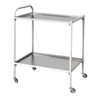 Столик процедурный передвижной с двумя полками металлический из стекла и нержавеющей стали - fgospostavki.ru - Кубинка