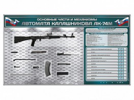 Электрифицированный стенд "Основные части и механизмы автомата Калашникова АК-74М" с полноразмерными, оригинальными макетами деталей и механизмов под стеклом - fgospostavki.ru - Кубинка