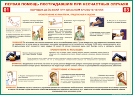 Таблица "Порядок действий при опасном кровотечении" (100х140 сантиметров, винил) - fgospostavki.ru - Кубинка
