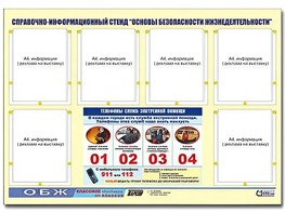 Стенд информационный "Основы безопасности жизнедеятельности" (80*110, 6 карманов) - fgospostavki.ru - Кубинка