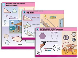 Комплект таблиц "Математика. Знакомство с геометрией" (6 таблиц, формат А1, ламинированные) - fgospostavki.ru - Кубинка