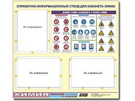 Стенд информационный "Правила техники безопасности в кабинете химии" (75х70, 3 кармана) - fgospostavki.ru - Кубинка