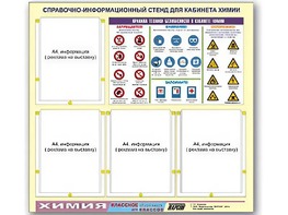 Стенд информационный "Правила техники безопасности в кабинете химии" (80х75, 4 кармана) - fgospostavki.ru - Кубинка