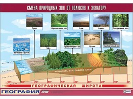 Таблица демонстрационная "Смена природных зон от полюсов к экватору" (винил 70*100) - fgospostavki.ru - Кубинка