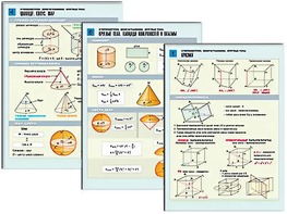 Комплект таблиц по геометрии "Стереометрия. Многогранники. Круглые тела" раздаточные (цветные, ламинированные, А4, 6 штук) - fgospostavki.ru - Кубинка