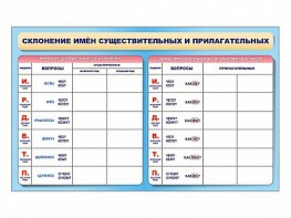 Фрагмент (демонстрационный) маркерный (двухсторонний) "Склонение имен существительных и прилагательных" - fgospostavki.ru - Кубинка
